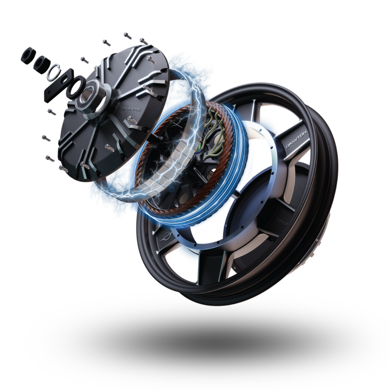 Gravton Quanta hub motor, exploded render