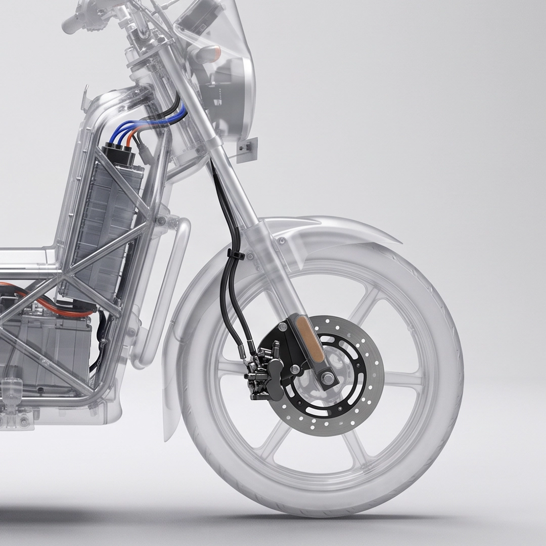 Gravton Quanta transparent dual disc brake render